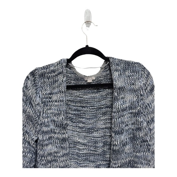 J. Jill Woven Knit 100% Marble Blur Gray Open Front Cardigan Size Medium - Picture 2 of 5